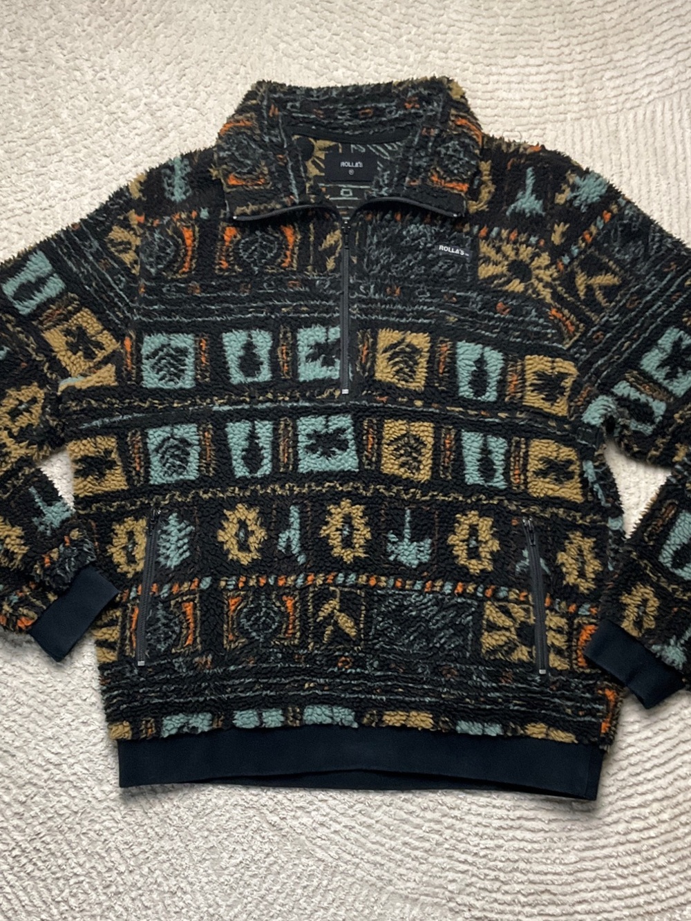 ROLLA'S Polar Fleece Zip Neck Size Medium Oversized